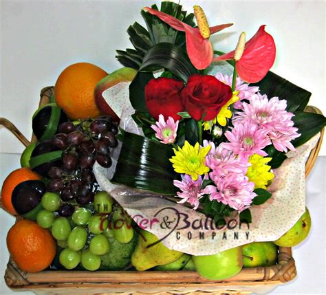 Fruit And Flower Bouquet With Red Roses
