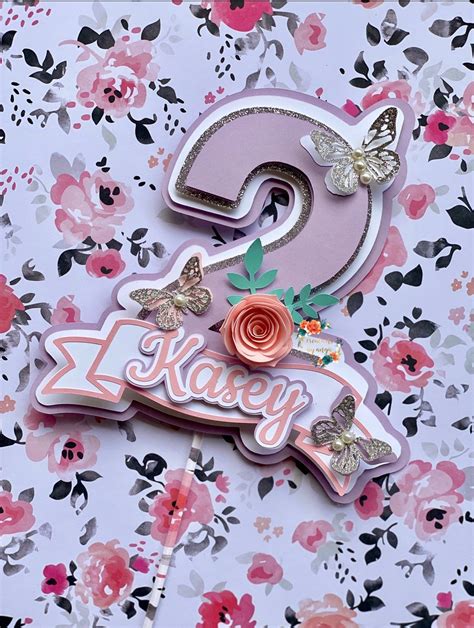 Butterfly Floral Cake Topper First Birthday Cake Topper Kids
