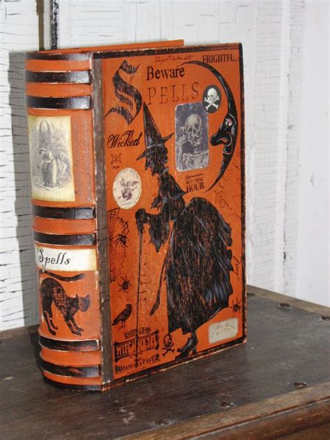 Large Vintage Paper Mache Halloween Witchs Book Of Spells Etsy