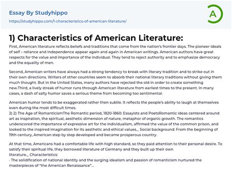 1 Characteristics Of American Literature Essay Example