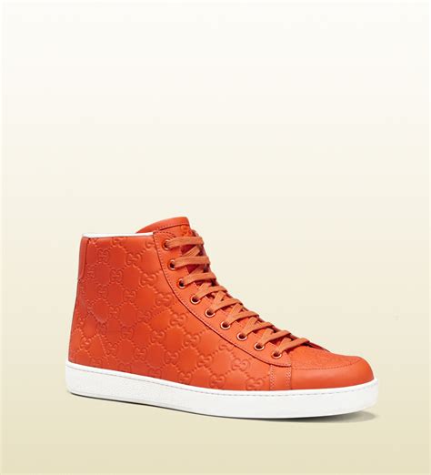 Gucci Ssima Leather Hightop Sneaker In Orange For Men Lyst
