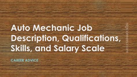 Auto Mechanic Job Description Skills And Salary