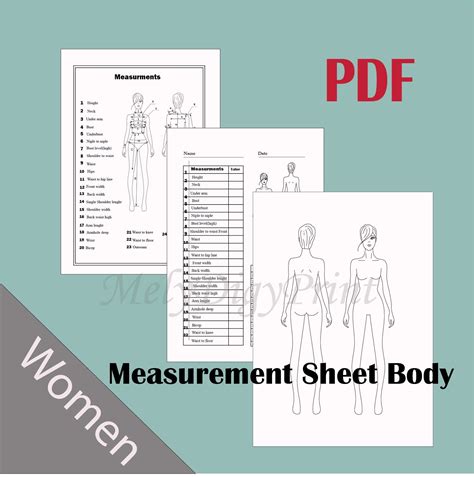 Printable Womens Body Measurement Sheet Fashion Etsy In 2023