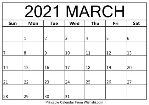 This is the list of the best printable 2021 monthly calendar or planner templates that are available for download. March 2021 Calendar Printable - Free Printable Calendars ...