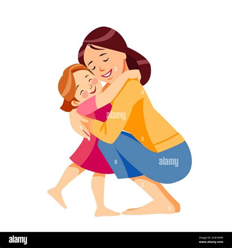 Madre E Hijo Mamá Abrazando A Su Hija Con Mucho Amor Y Ternura Día De