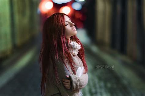 Gustavo Terzaghi Delaia Gonzalez Women Model Redhead Long Hair Cleavage
