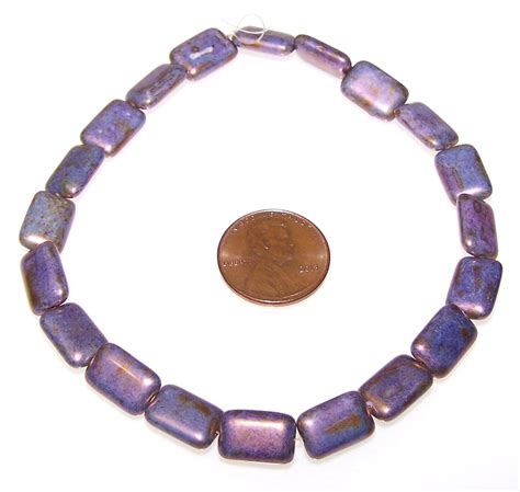 6 Chalk Lila Bronze Luster 12x8mm Czech Pressed Glassed Rectangle Beads