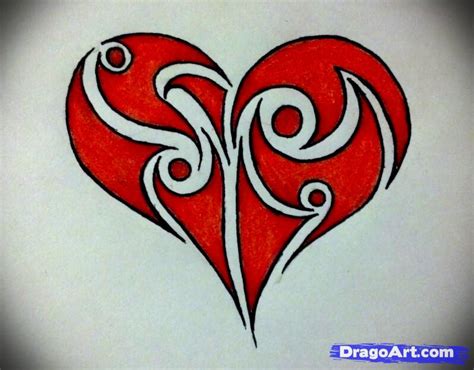 13 Easy To Draw Heart Designs Images Tribal Heart Tattoo Drawings How To Draw Tribal Hearts