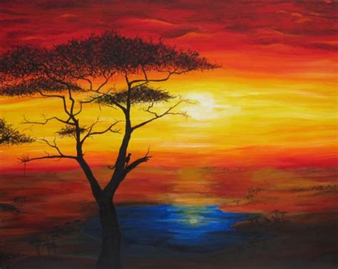African Sunset Paintings African Sunset Petrinart