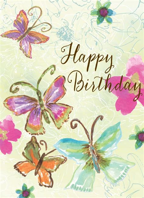 Four Butterfly Birthday Card Happy Birthday Cards Birthday Cards For