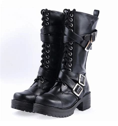 Female Winter Japanese Anime Cosplay Shoes Women Leather Platform Shoes