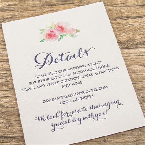 Elegant Floral Letterpress Wedding Invitation Signature Design
