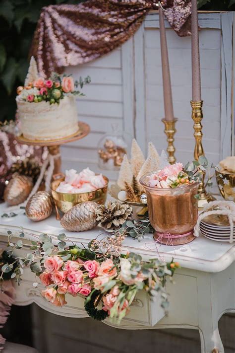 Rose Gold Holiday Party | Kara's Party Ideas | Rose gold holiday