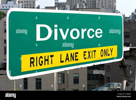 A Green Highway Sign With The Word Divorce On It Stock Photo Alamy