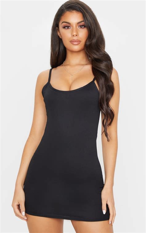 Black Strappy Low Back Bodycon Dress Prettylittlething