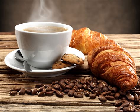 Wallpaper Coffee Croissant Breakfast Grain Cup Food Vapor Saucer