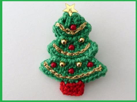 Large Crochet Christmas Brooch Christmas Tree Etsy Uk