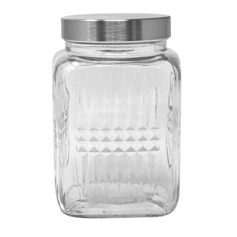 47oz Hashtag Square Glass Jar Stainless Steel Lid Housewaresinternational
