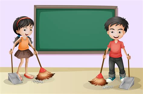 Kids Cleaning Near The Empty Board 521383 Vector Art At Vecteezy