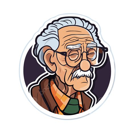 An Old Man Sticker With Glasses Vector Clipart Sticker Design With
