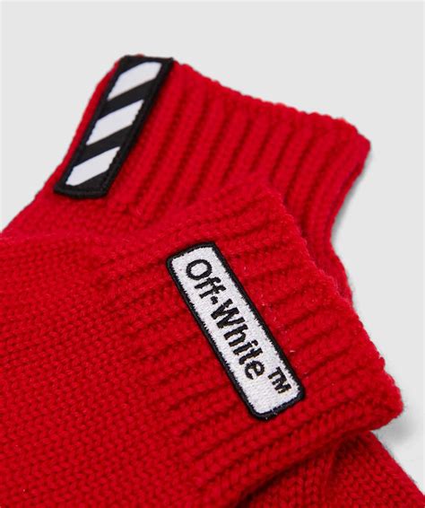Model lord wears size m height: Off-White c/o Virgil Abloh Wool Patch Gloves in Red for ...