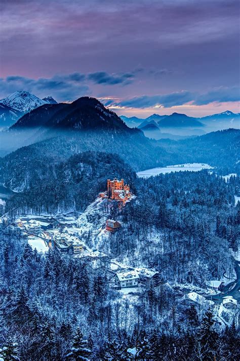 Download Wallpaper 800x1200 Germany Hohenschwangau Castle Southern Bavaria Mountains Winter