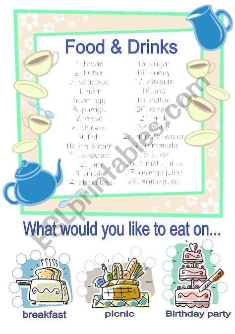 What Would You Like To Eat Onvocabulary Esl Worksheet By Foliage55