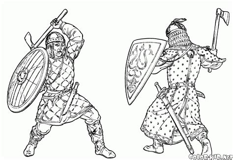 Cuando hablamos de guerrero medieval siempre acuden a nuestra cabeza los nobles caballeros de la edad media con sus armaduras y armas. Coloring page - Wars, knights, and soldiers