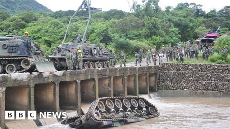 Taiwan Tank Falls Off Bridge Killing Three Soldiers Bbc News