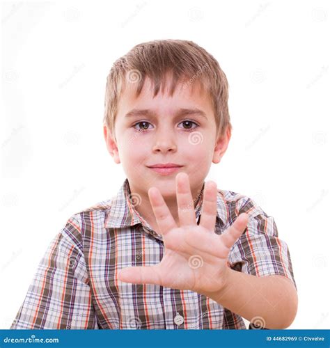 Schoolboy Showing Numbers With Hand Stock Image Image Of Child