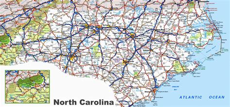 North Carolina Map With Cities World Map
