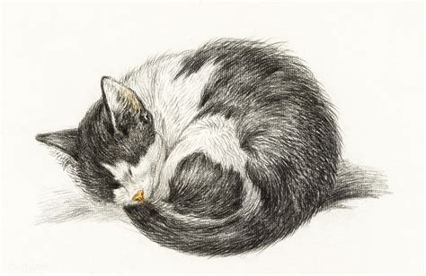 Rolled Up Lying Sleeping Cat 1825 By Jean Bernard 1775