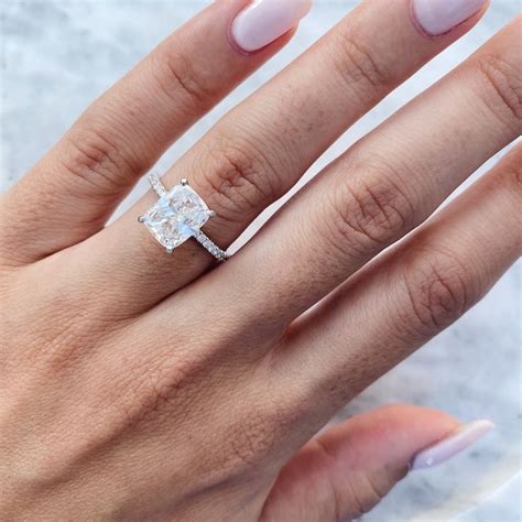 330 Carat Cushion Diamond Engagement Ring 14k White Gold Etsy