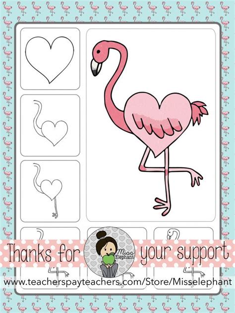Flamingo Drawing For Valentines Day Cute Directed Drawing Art