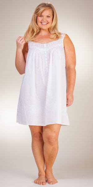 Plus Eileen West Cotton Lawn Waltz Sleeveless Nightgown Lace Appeal Night Gown Plus Size