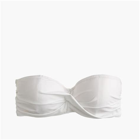 Jcrew Synthetic Twist Bandeau Underwire Bikini Top In White Save 3
