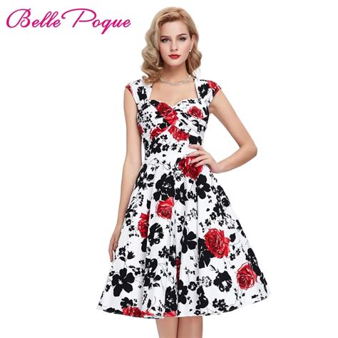 Buy Belle Poque 2018 Summer Women Dress Retro Robe Cotton Big Size Floral Print