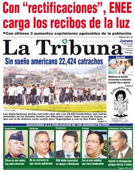 Periódico La Tribuna Honduras Periódicos De Honduras Edición De Jueves 29 De Diciembre De