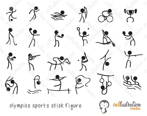 Stick Figure Sports Stick Figure Olympics Silhouettes Sports Etsy Canada