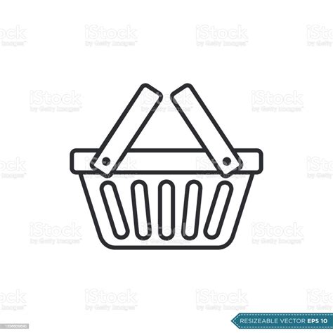 Market Basket Icon Vector Shopping Basket Template Flat Design Stock