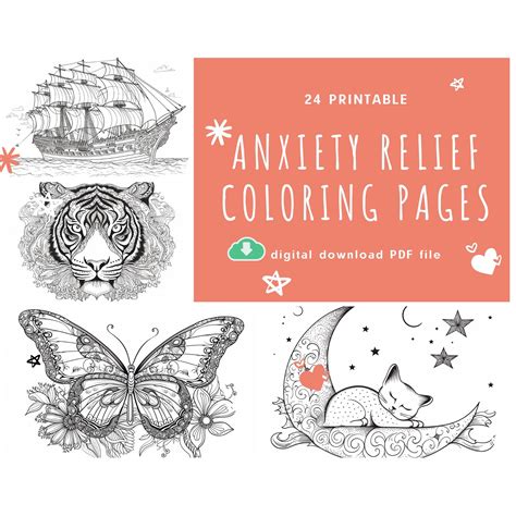 Anxiety Relief Coloring Pages For Adults 24 Printable Pages Inspire