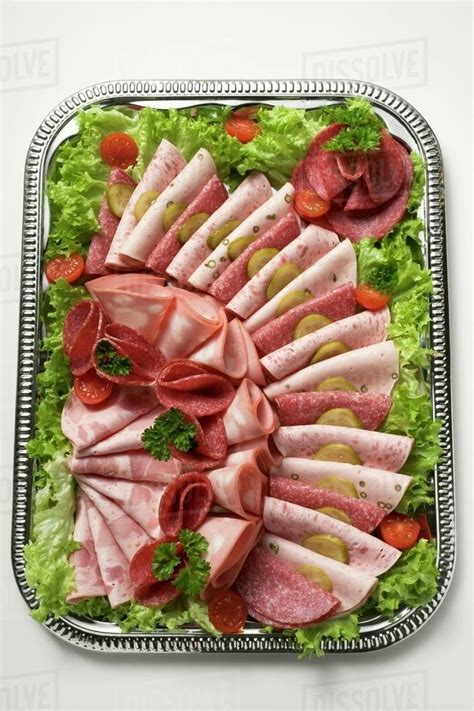 Cold Cut Platter With Salad Garnish Stock Photo Dissolve