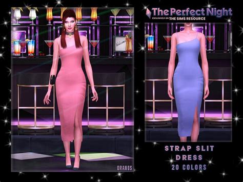 The Perfect Night Strap Slit Dress By Oranostr From Tsr Sims 4 Downloads