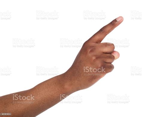Hand Gestures Man Pointing Away Isolated Stock Photo Download Image