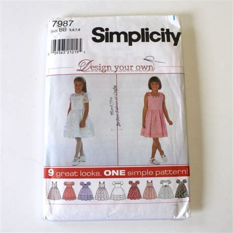 Simplicity 1382 Girls Dress Pattern Back Variations Uncut 8 16 For Sale
