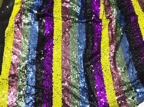 Sequins Fabric Rainbowmulticolor Sequins Fabricsequins Etsy
