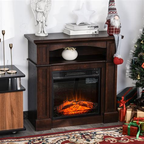 Homcom Electric Fireplace Realistic Flame Remote Control Freestanding