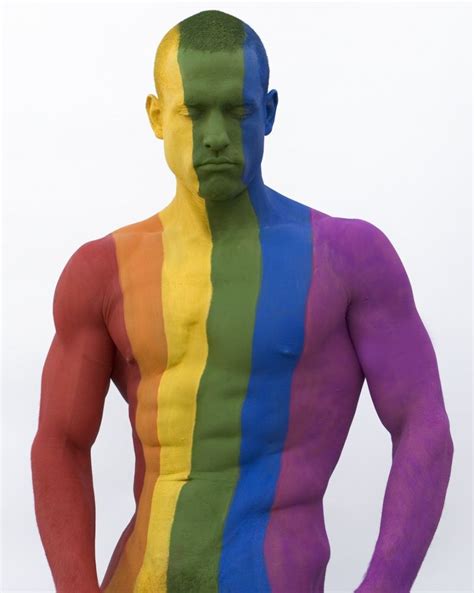 Human Rainbow Flag Yves Klein Body Painting Men Face Painting Body