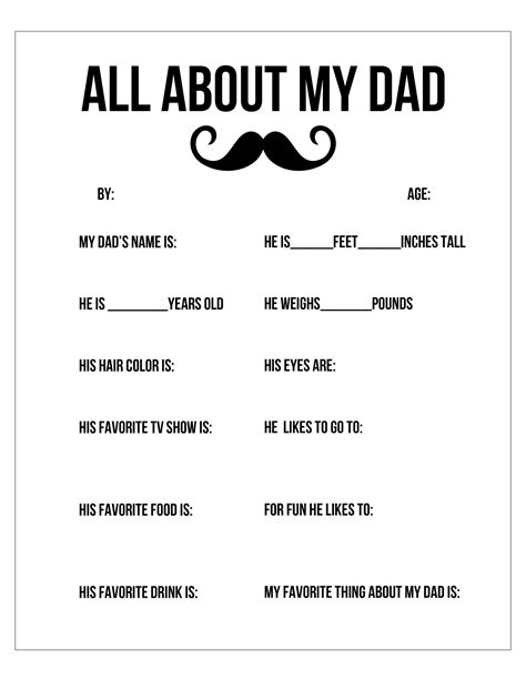 What I Love About Dad Printable Web 20 Awesome Free Fathers Day