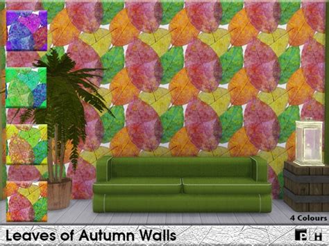 The Sims Resource Leaves Of Autumn Walls By Pinkfizzzzz Sims 4 Downloads